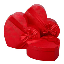 Valentine's Day Heart-Shaped Box Romantic Flower Box Wedding Gift Bag Red Paper 3Set