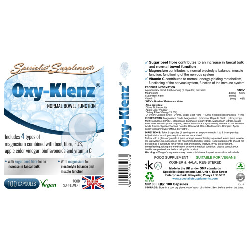 Specialist Supplements Oxy-Klenz Healthy Bowel Function 100 Capsules 1