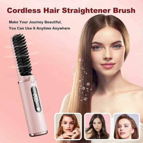 Portable wireless negative ion hair straightener