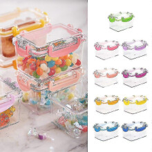 Transparent mini storage box with lid, suitable for storing fruits, snacks, and candies. Ideal for home, office, and desktop use. (Fuchsia)