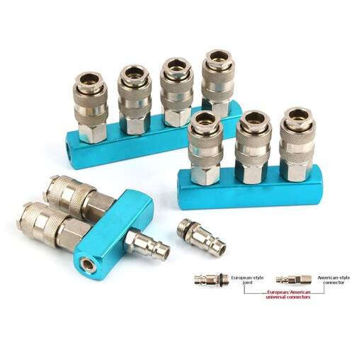 2/3/4 Ways EU Type Pneumatic Manifold Splitter Coupler Quick Fitting Air Gas Pump Compressor Connector 2 Ways 2