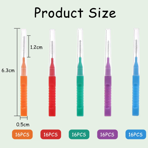 iCovalescent 80 Pcs Interdental Brushes, Teeth Cleaner, Tooth 1