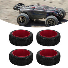 2024-4PCs 1/8 RC Truck Tires Rubber Wheel Tires Accessory Replacement for HPI RC Off Road Vehicle Red