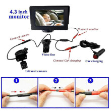 Baby Car Camera, Baby Car Rearview Mirror, 4.3 Inch Baby Car Monitor