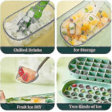 Ice trays with lids, spherical ice makers, suitable for freezer use, double-layer square and round ice tray molds.