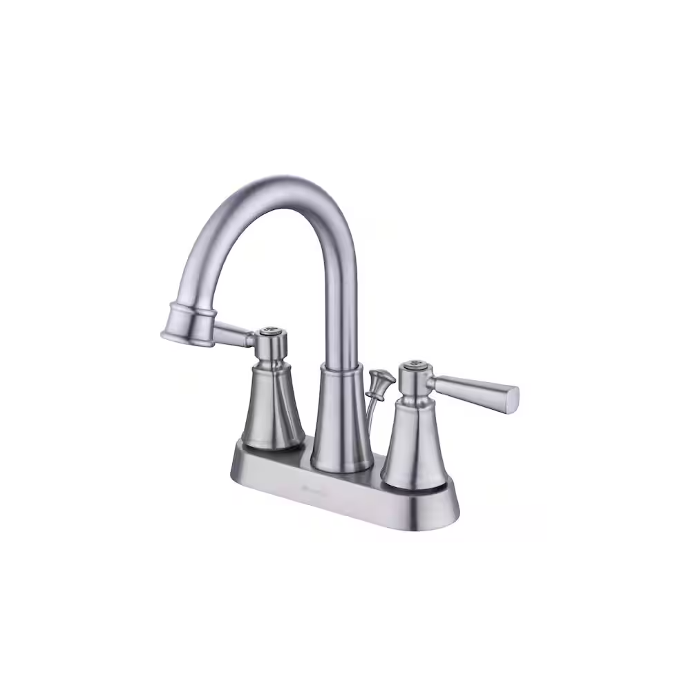 Glacier Bay Melina 4 In. Centerset Double Handle High-Arc Bathroom Faucet In Brushed Nickel 7433121391369
