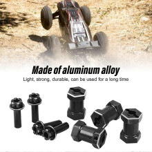 2024-4PCS 12mm RC Wheel Hex Hub with 20mm Offset Extension Crawlers Wheel Hex Drive Adapter for 1/10 RC Crawler Repairing and Upgrading Black