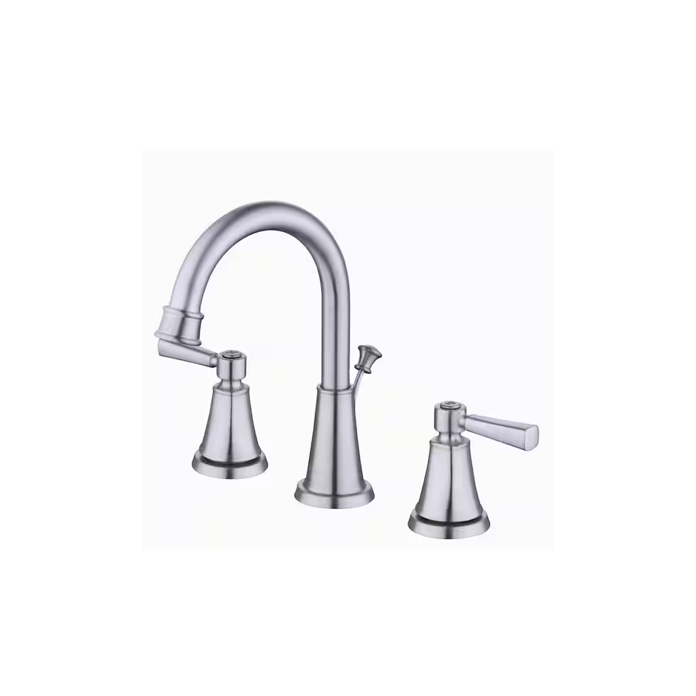 Glacier Bay Melina 8 In. Widespread Double-Handle High-Arc Bathroom Faucet In Brushed Nickel 7433120831859