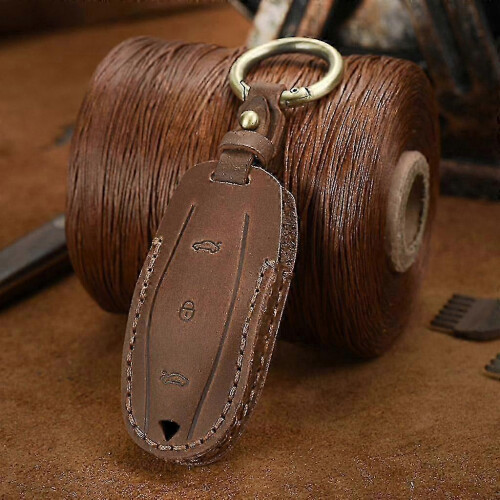 Étui porte-clés avec télécommande pour Tesla Model 3 XY, style automobile, marron 2