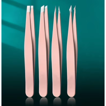 (Rose Golden 4pcs - 1) 2/4 Piece Professional Stainless Steel Tweezers Set Eyebrow Hair Removal, Angled Tweezers Tools Hair Removal Tool