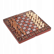 3 In 1 Wooden International Chess Set Checkers Puzzle Game for Kids S