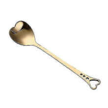 (gold) 4pcs Stainless Steel Coffee Spoons with Heart Shape Dessert Teaspoonsilver (4-D-W)