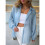Women'S Solid Collared Long Sleeve Loose Fit Button Down Shirt Light  S 3