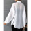 Women'S Solid Collared Long Sleeve Loose Fit Button Down Shirt White S 4