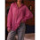 Women'S Solid Collared Long Sleeve Loose Fit Button Down Shirt Plum Color S 4