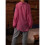 Women'S Solid Collared Long Sleeve Loose Fit Button Down Shirt Plum Color S 5