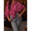 Women'S Solid Collared Long Sleeve Loose Fit Button Down Shirt Plum Color S 7