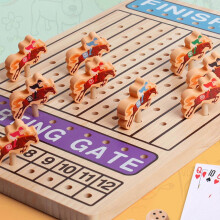 2025 New Horse Racing Game Wooden Challenge Toy Poker Board Game with 11 Durable Horses Dice and Cards for Kids Family Game Brain Teaser Gambling Game