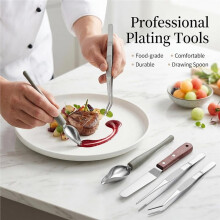 12 Pcs Chef Plating Tools Plating Drizzle Spoons Cooking Tweezers Culinary Stainless Stee and Kitchen Art DIY
