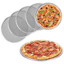 Rejilla para pizza para hornear en casa, paquete de 6 bandejas de aluminio sin costuras de 8 pulgadas
