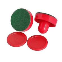 Air hockey pusher and puck set for table game with 2 felt strikers
