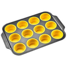 Moule à muffins en silicone avec cadre en métal, 12 muffins de taille standard