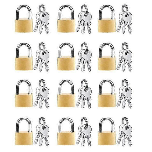 12 Pack Mini Padlock Small Padlock Solid Brass Locks with 3 Key for Luggage Lock,Backpack,Gym Locker