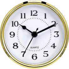 Inserto de reloj de 90 mm para movimiento de cuarzo con números con borde dorado.