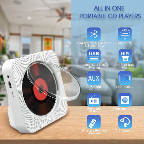 Πολυλειτουργικό φορητό CD Player RNCYN Επιτραπέζιο CD Player 2