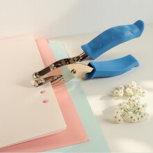 Perforadora de un solo agujero de 1/4" azul, 1 perforadora de papel manual con agarre suave, formas, un círculo, perforadora de agujer