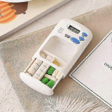 Smart Portable Multi-alarm Timer Pill Reminder Medicine Box in White with Programmable Settings for Medication Management