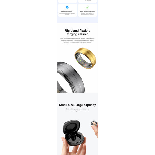 Smart Ring RNCYN R06 Μαύρο Κράμα αλουμινίου 15mAh Android 5.1+ iOS 8.0+ QRing 2