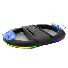 IPEGA Vertikalständer PG-P5S045 für PS5 Slim/Pro, Multifunktions-Dock mit RGB-Beleuchtung, Headset-Haken und Dual-Controller-Ladefunktion