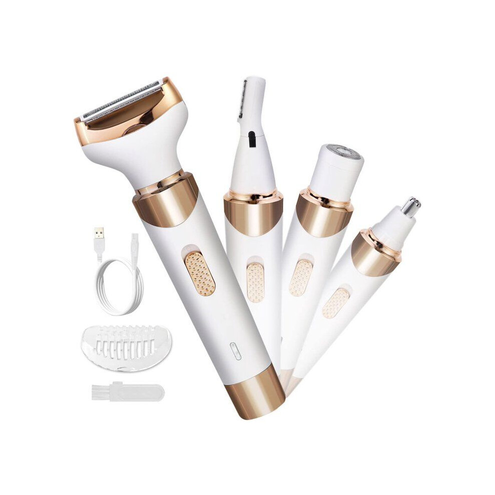 Electric shaver for women - 4-in-1 electric shaver for women - Painless intimate shaver - Trimmer for face, nose, underarms