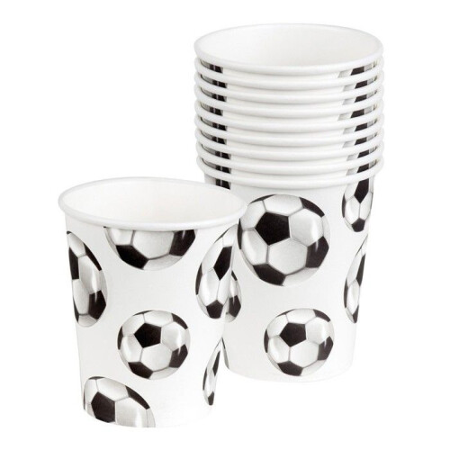 10 vintage kartonnen voetbalbekers van 21 cl, wit
