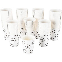 Paquete de 100 vasos de cartón para bebidas frías y calientes con temática futbolística, 100 vasos de fútbol