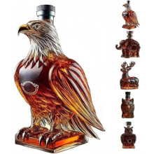 Carafe à whisky unique en verre,bouteille de whisky en forme d'aigle, carafe à whisky en verre avec statue d'animal,bouteille