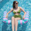 Pink and blue floating pool hammock, 105x105 cm, with foldable backrest and mesh seat 1