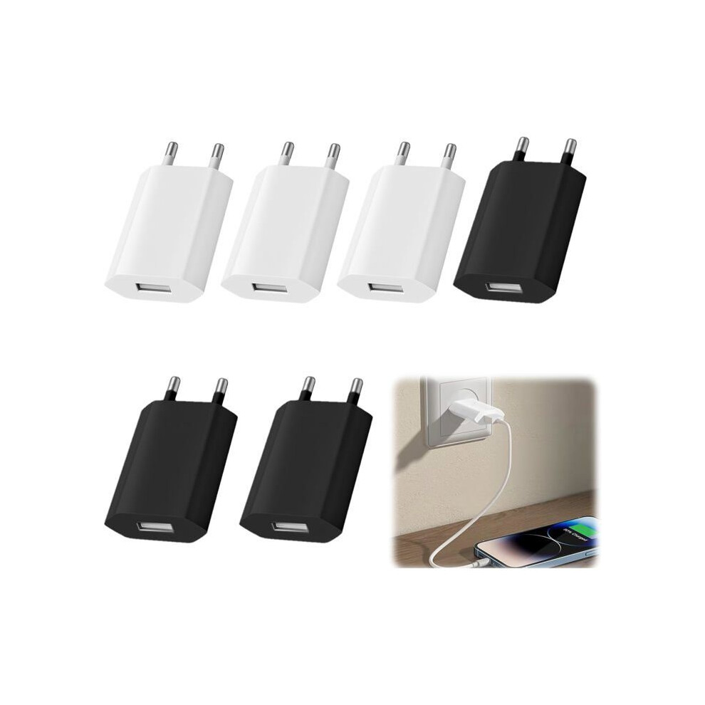 6-Pack Usb Plug, 5W Usb Chargers, 5V/1A Mini Usb Wall Charger Plug, Usb Wall Plug, Chargers For Phones 6083684393990