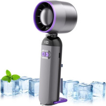Gray Portable Travel Fan | Mini Bladeless Fan - 100 Fan Speeds, Rechargeable Blower, Device