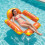 Orange pattern floating pool hammock, foldable inflatable mattress for beach and pool 1