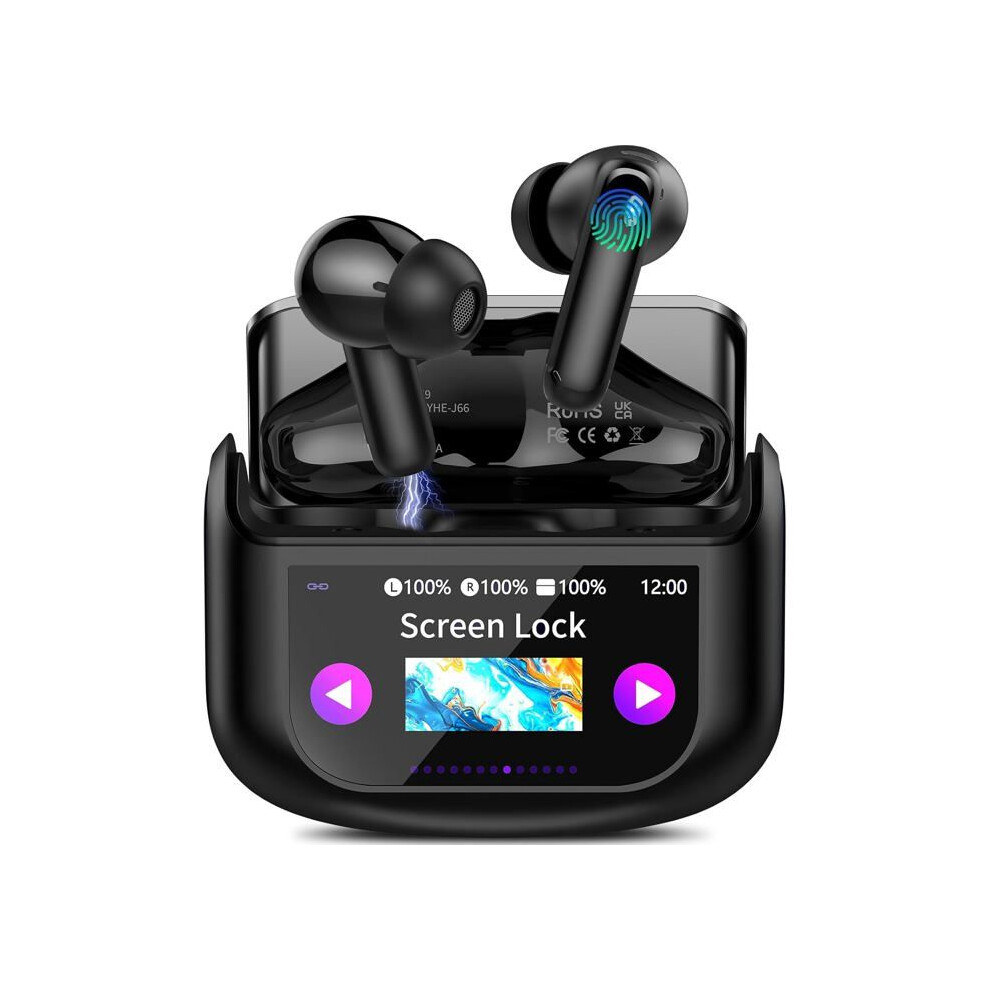 Ai Smart Translator Headphones, 164 Languages, Anc/Enc, 7 Modes, Led Touchscreen, Ipx7 Waterproof, 48 Hours Battery Life (Jet ) Black 6083684393266