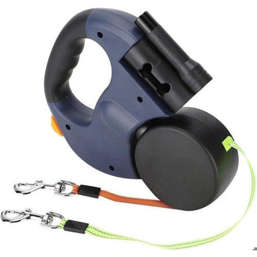 Retractable Double Leash - HAUTSTORE - 3m - Durable Nylon - Reflective Thread - Shockproof
