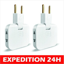 Power strip - 2-pack - 3-way swivel connection - 180 swivel - Fire-resistant material - Compact