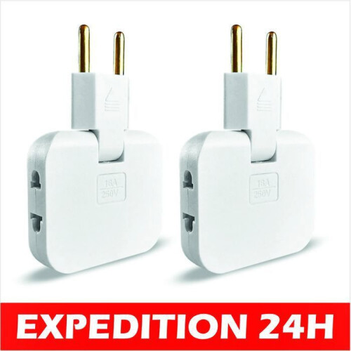 Power strip - 2-pack - 3-way swivel connection - 180 swivel - Fire-resistant material - Compact