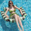 Brown and green floating pool hammock, 105x105 cm, foldable inflatable mattress 1