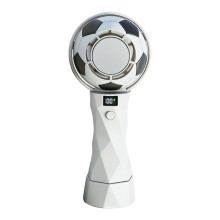 Portable white football fan, rechargeable, 180 adjustable, 6 fan speeds, battery level indicator