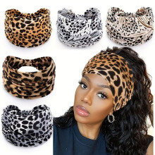 Diademas con estampado de leopardo, juego de 5, diademas elásticas para mujer para yoga, deportes y uso diario.