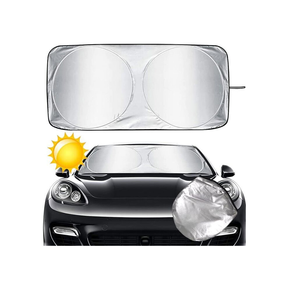 Foldable Car Interior Windshield Sunshade, Uv And Heat Protection, Model, Size S Silver 6083684394423
