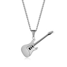 Collier Guitare Acier Titane, Pendentif Musique, Pour Étudiants Hommes Femmes